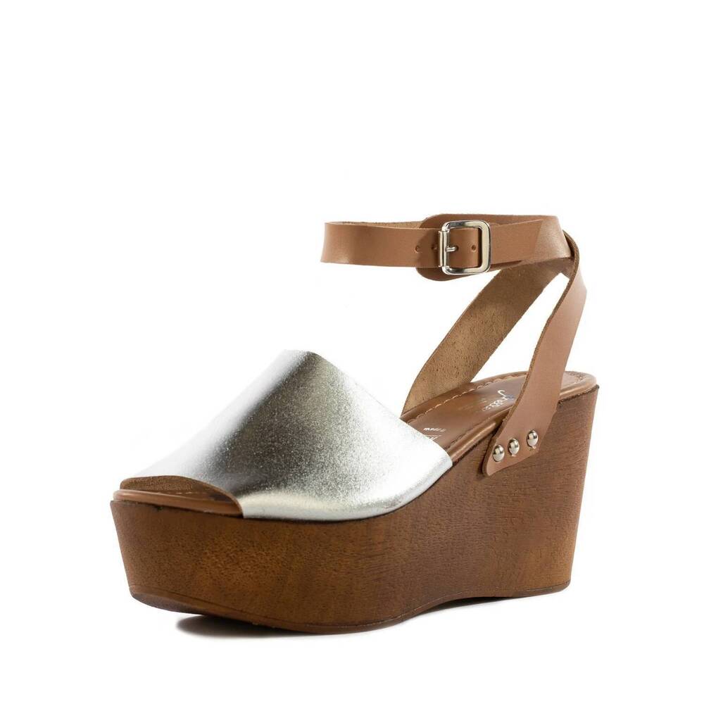 NEW SEYCHELLES women's forward wedge sandal in silver